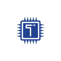 Computer Chip With Letter T Logo 001