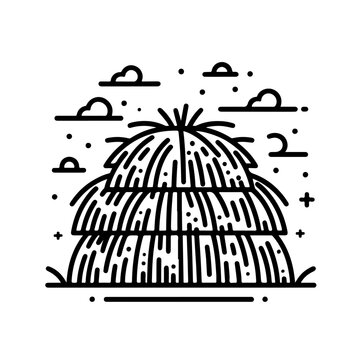recommend clip art: simple celan line art illustration of haystack