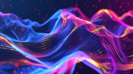 Obraz premium Abstract Digital Landscape with Neon Lights