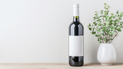 Fototapeta premium Stylish wine bottle with blank label for branding, perfect for product mockups