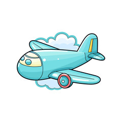 Toy Plane kawaii clipart with white background