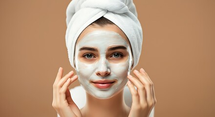 Woman with the face mask. Face skin care concept.