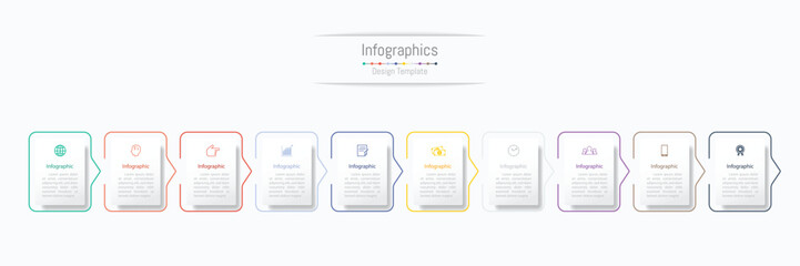 Infographic 10 options design elements for your business data. Vector Illustration.