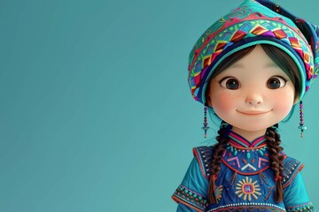 girl wearing a hmong clothing, character 