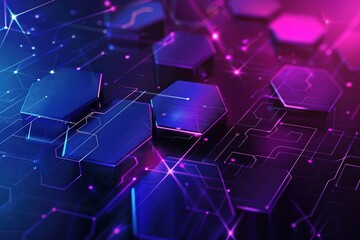 Obraz premium A blue and purple background with a pattern of hexagons