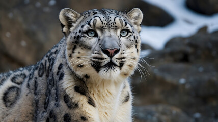 Obraz premium Snow leopard hunting in himalaya region