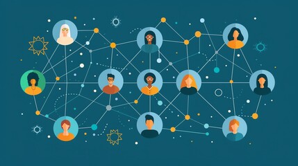 Connected network of diverse people.