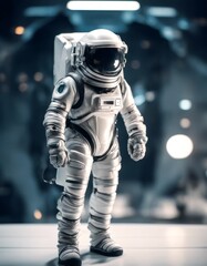 Naklejka premium futuristic background ready astronaut white action robot three-dimensional cyborg isolated technology android future metal