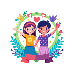Happy friend ship day vector logo design
