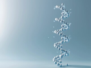 Obraz premium Illustration of a dna molecule with water droplets on blue background for medical and science concepts