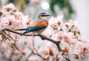 pattern plate bunch feather art flowers bird ai painting beak top flower drawing animal background tree floralpattern next sitting generative branch white