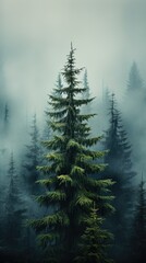 Fototapeta premium a tree in the fog with the words christmas on it.