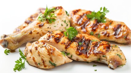 Grilled Chicken Isolated on White Background