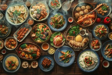 Fototapeta premium Array of food dishes from all sides of the world