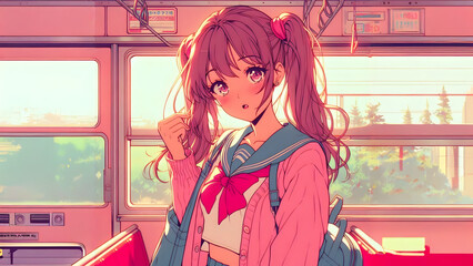 anime girl on the train