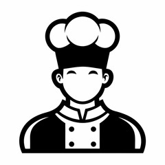black silhouette chef line icon vector illustration