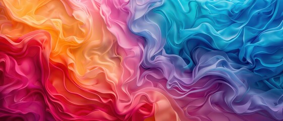 Vibrant Abstract Background with Colorful Flowing Fabric in Rainbow Hues