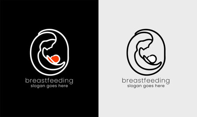 Breastfeeding logo, baby love, child mom, motherhood pregnancy icon, kid love logo concept