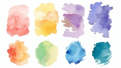 A set of splash colorful watercolor elements