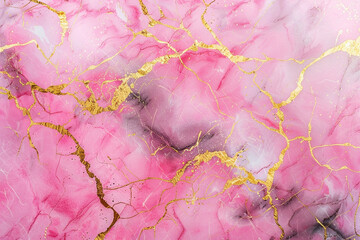 pink marble gradient with golden lines, abstract