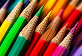 Close-Up of Colorful Pencils in a Row