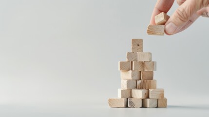Building a Strong Foundation: Hand Arranging Blocks for Business Development and Growth, Generative Ai