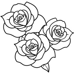 Roses icon vector line art illustration