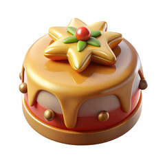 3D render of Christmas cupcakes and traditional cakes. Trendy clipart of festive desserts like Panettone and Buche de Noel on transparent background.