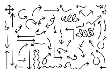 Hand drawn arrow vector icons set. sketch arrow design for business plan and education.