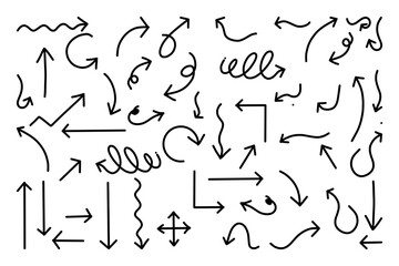 Hand drawn arrow vector icons set. sketch arrow design for business plan and education.