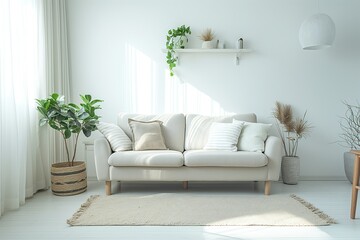 Minimalist Living Room With a Monochromatic Color Scheme