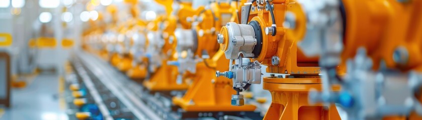 Industrial assembly line with machinery in a factory, precision engineering and automated manufacturing processes.