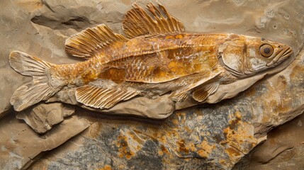 Obraz premium Fossilized Fish Lycoptera davidi from Liaoning China Inhabited Jurassic to Cretaceous Times