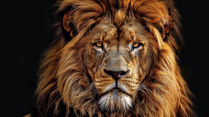 Fototapeta premium Majestic Lion with Golden Mane: Impressive and Powerful Wildlife Portrait