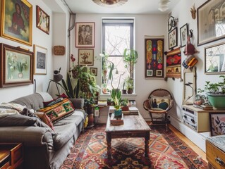Cozy and inviting vintage living room with stylish lamps and soft lighting