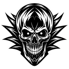 skull and crossbones,Skull face black vector silhouette, skull, vector, tattoo, head, art, illustration