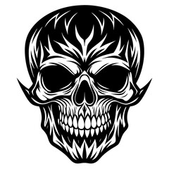 skull and crossbones,Skull face black vector silhouette, skull, vector, tattoo, head, art, illustration