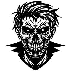 skull and crossbones,Skull face black vector silhouette, skull, vector, tattoo, head, art, illustration
