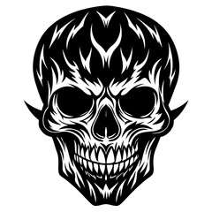 skull and crossbones,Skull face black vector silhouette, skull, vector, tattoo, head, art, illustration