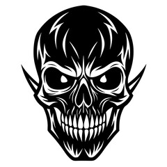 skull and crossbones,Skull face black vector silhouette, skull, vector, tattoo, head, art, illustration