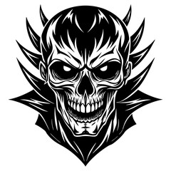 skull and crossbones,Skull face black vector silhouette, skull, vector, tattoo, head, art, illustration