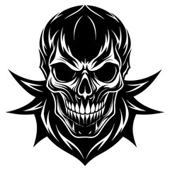 skull and crossbones,Skull face black vector silhouette, skull, vector, tattoo, head, art, illustration