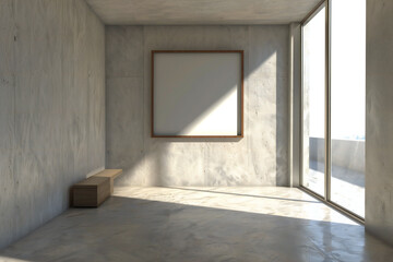 Fototapeta premium Modern Minimalist Room with Art Frame: Embracing Contemporary Design and Simple Elegance