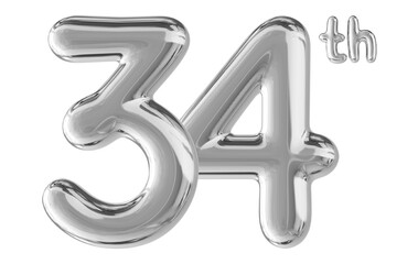 34th Anniversary Silver Number 3D