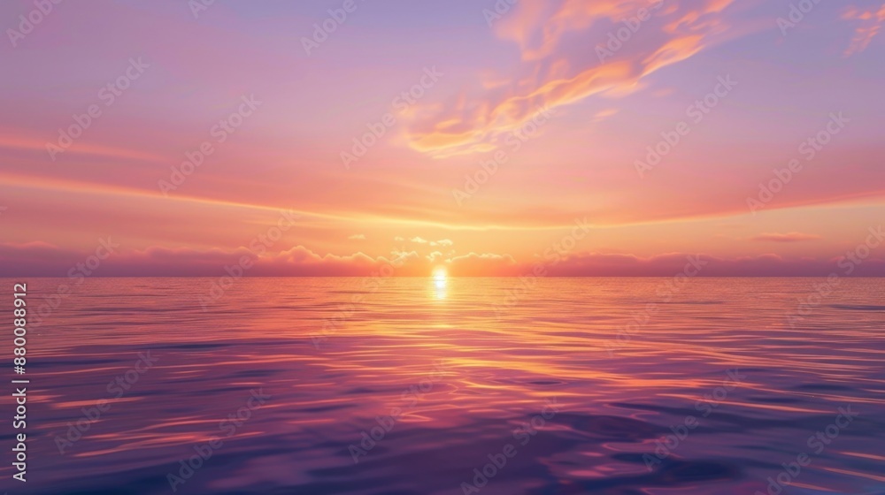 Poster a calming sunset scene with a gradient sky transitioning from orange to purple.