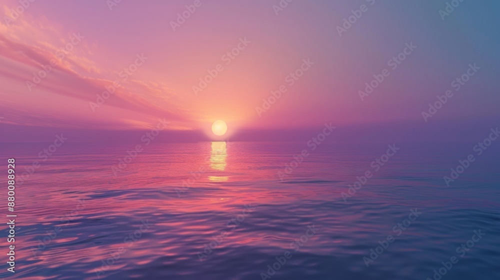 Poster a calming sunset scene with a gradient sky transitioning from orange to purple.