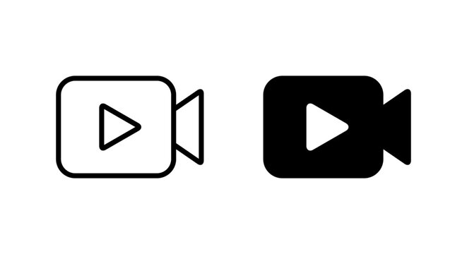 Play button on video camera icon in generic style