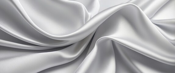 Obraz premium Close up of smooth, flowing white silk fabric with a luxurious, elegant texture, perfect for fashion, decor, weddings, and romantic celebrations