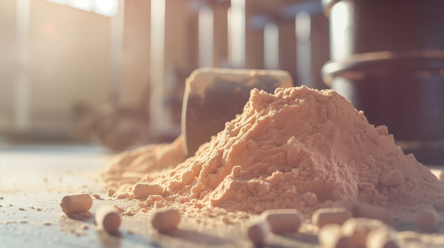 Close-up of CLA Powder for Fitness and Athletic Performance, Healthy Concept