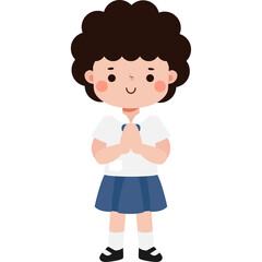 cute cartoon thai student character, back to school, Illustration flat style Png